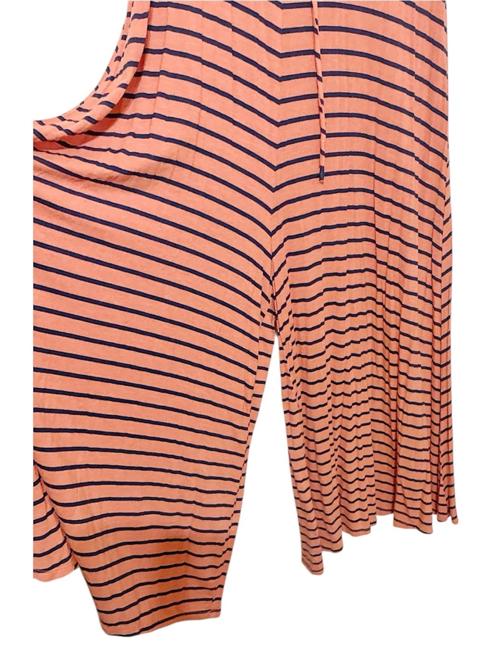Anthropologie Lissa Wide Leg Jumpsuit Striped Tie Front Coral Navy Blue Medium - Picture 3 of 9